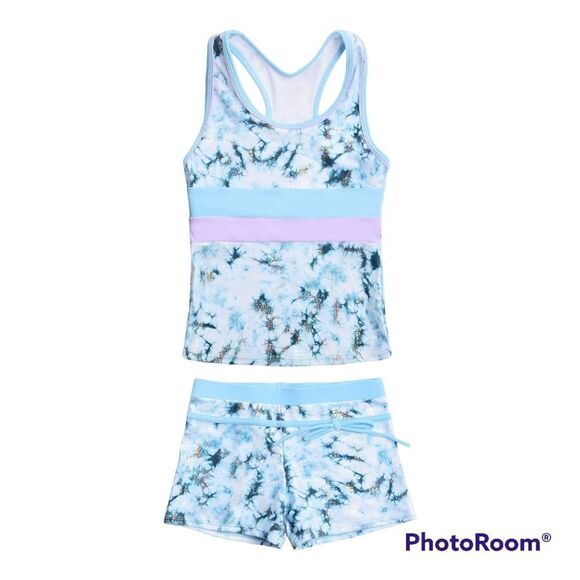 JerrisApparel Girls' Summer Two Piece Boyshort Tankini Kids Swimsuit Size 10-11Y - Picture 1 of 12